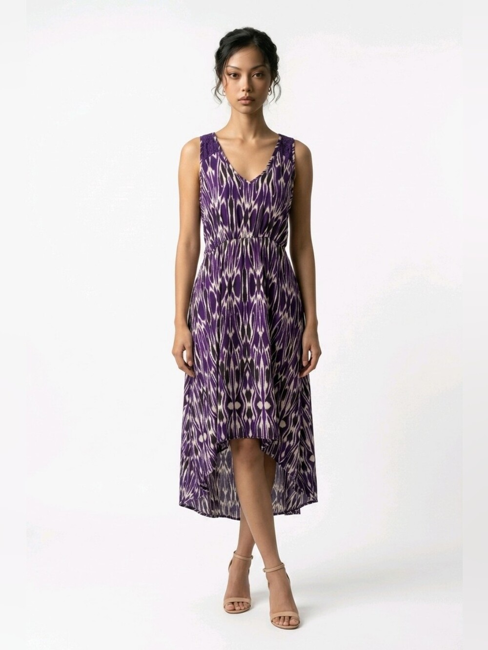 Express Purple Printed Sleeveless High-Low Dress NWT